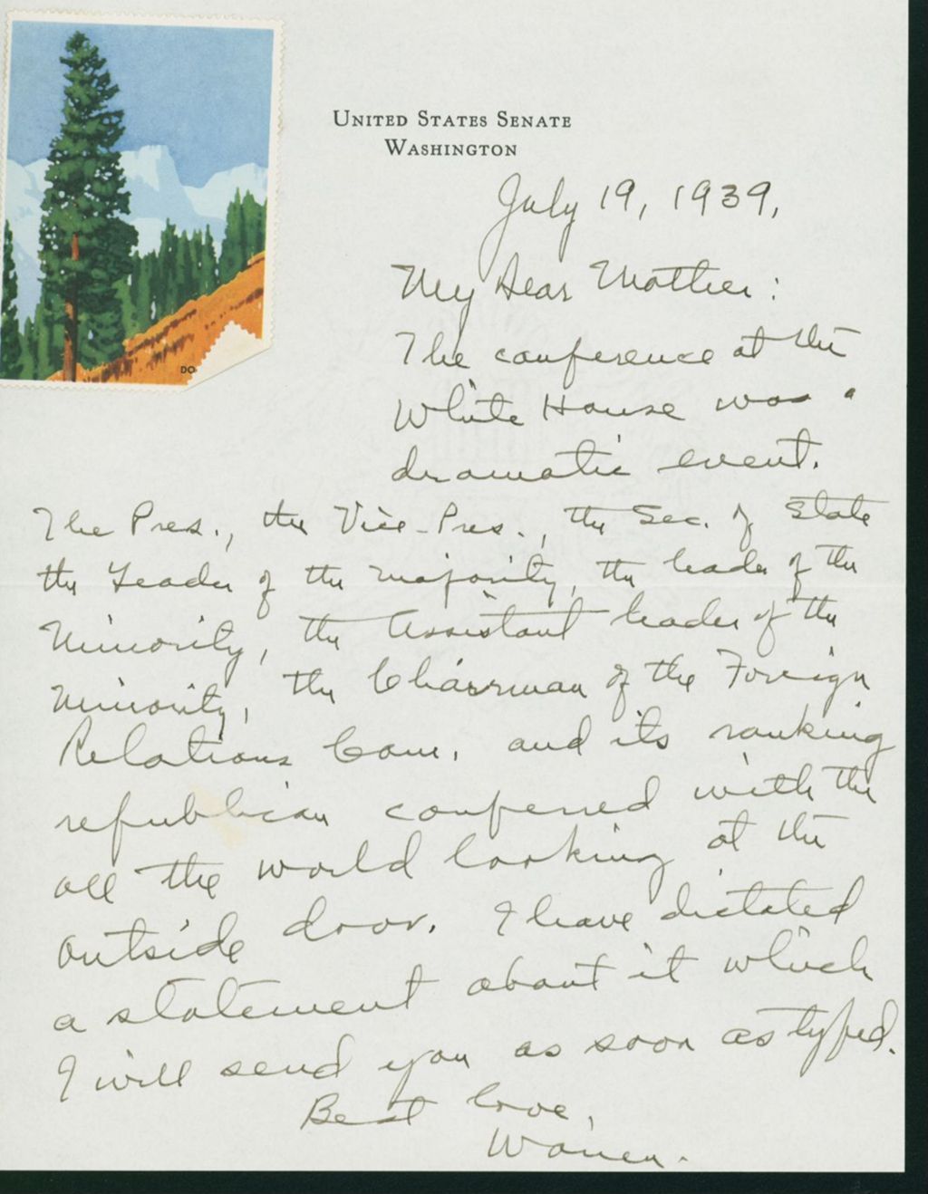 Miniature of Letter to Mrs. C.G. (Ann) Austin, July 19, 1939