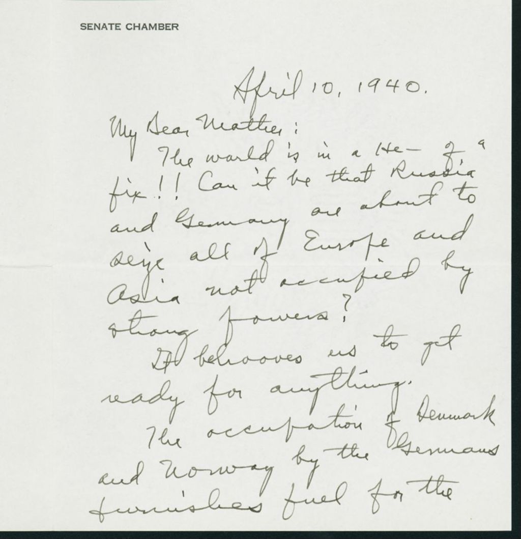 Miniature of Letter to Mrs. C.G. (Ann) Austin, April 10, 1940