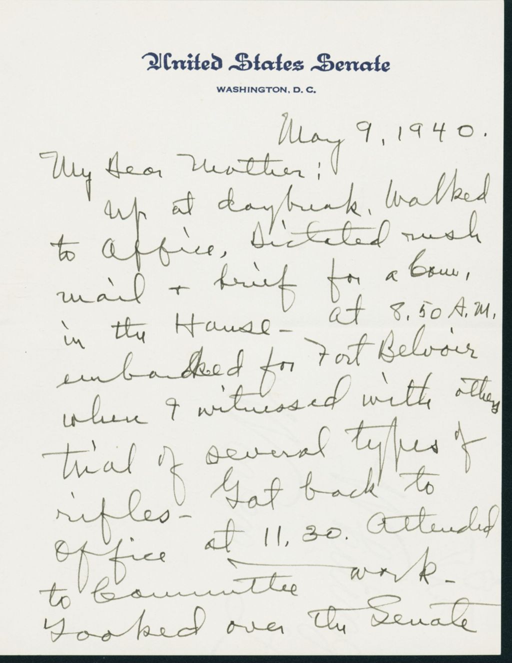 Miniature of Letter to Mrs. C.G. (Ann) Austin, May 9, 1940