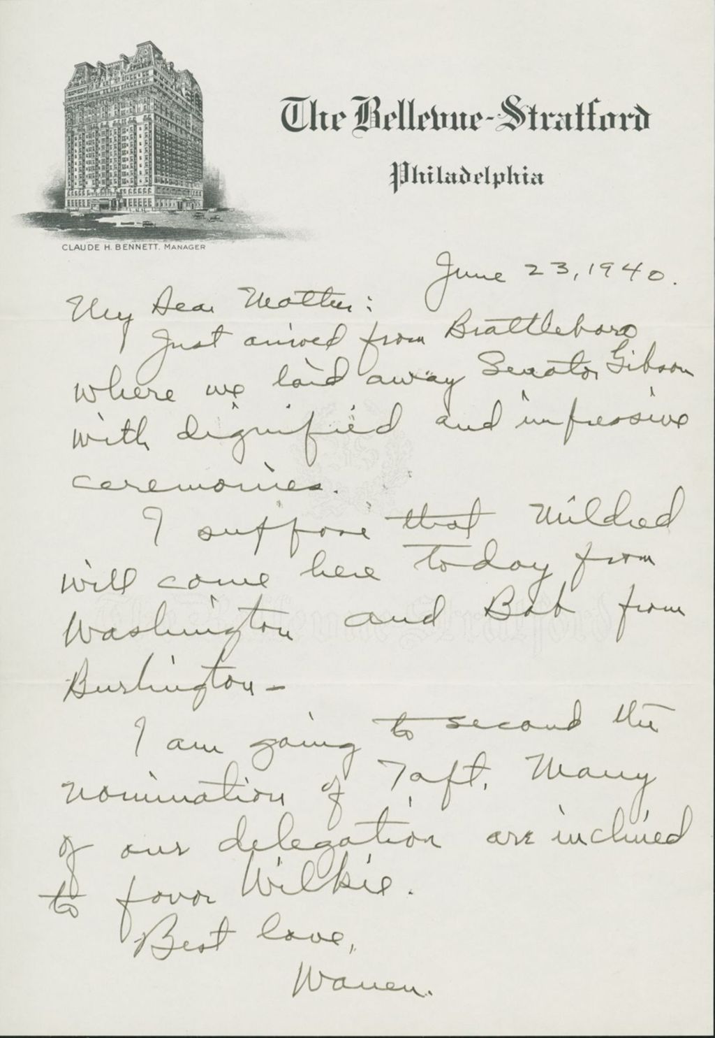 Miniature of Letter to Mrs. C.G. (Ann) Austin, June 23, 1940