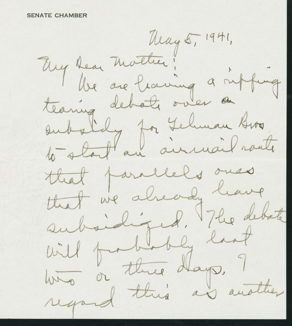 Miniature of Warren R. Austin letter to Mrs. C.G. (Ann) Austin, May 5, 1941