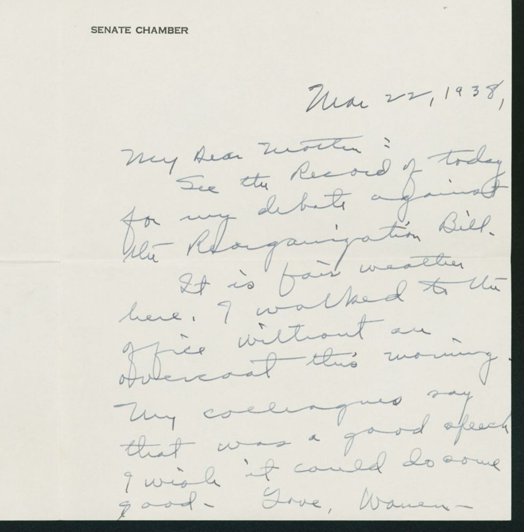 Miniature of Letter to Mrs. C.G. (Ann) Austin, March 22, 1938