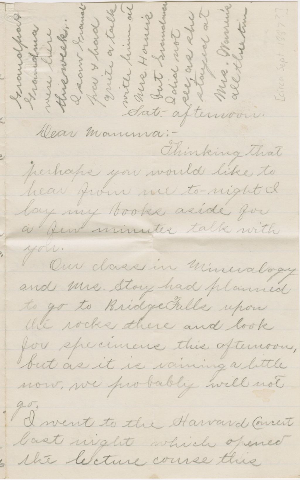 Miniature of Katherine Fletcher to Henrietta Fletcher\, [circa 1887 September?]