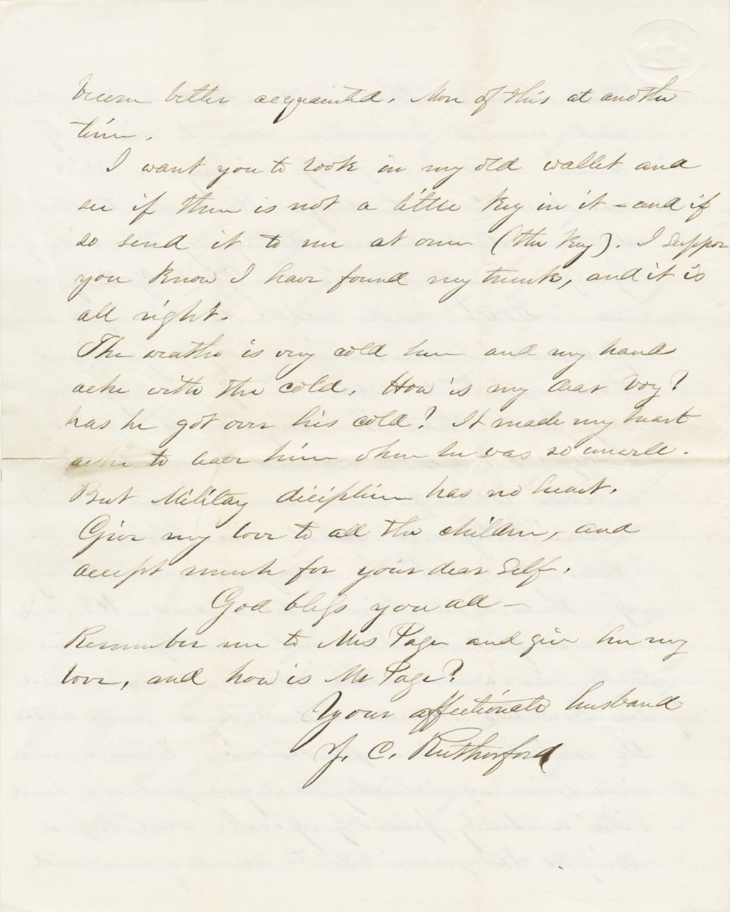 Miniature of Joseph Rutherford to [Hannah Rutherford]