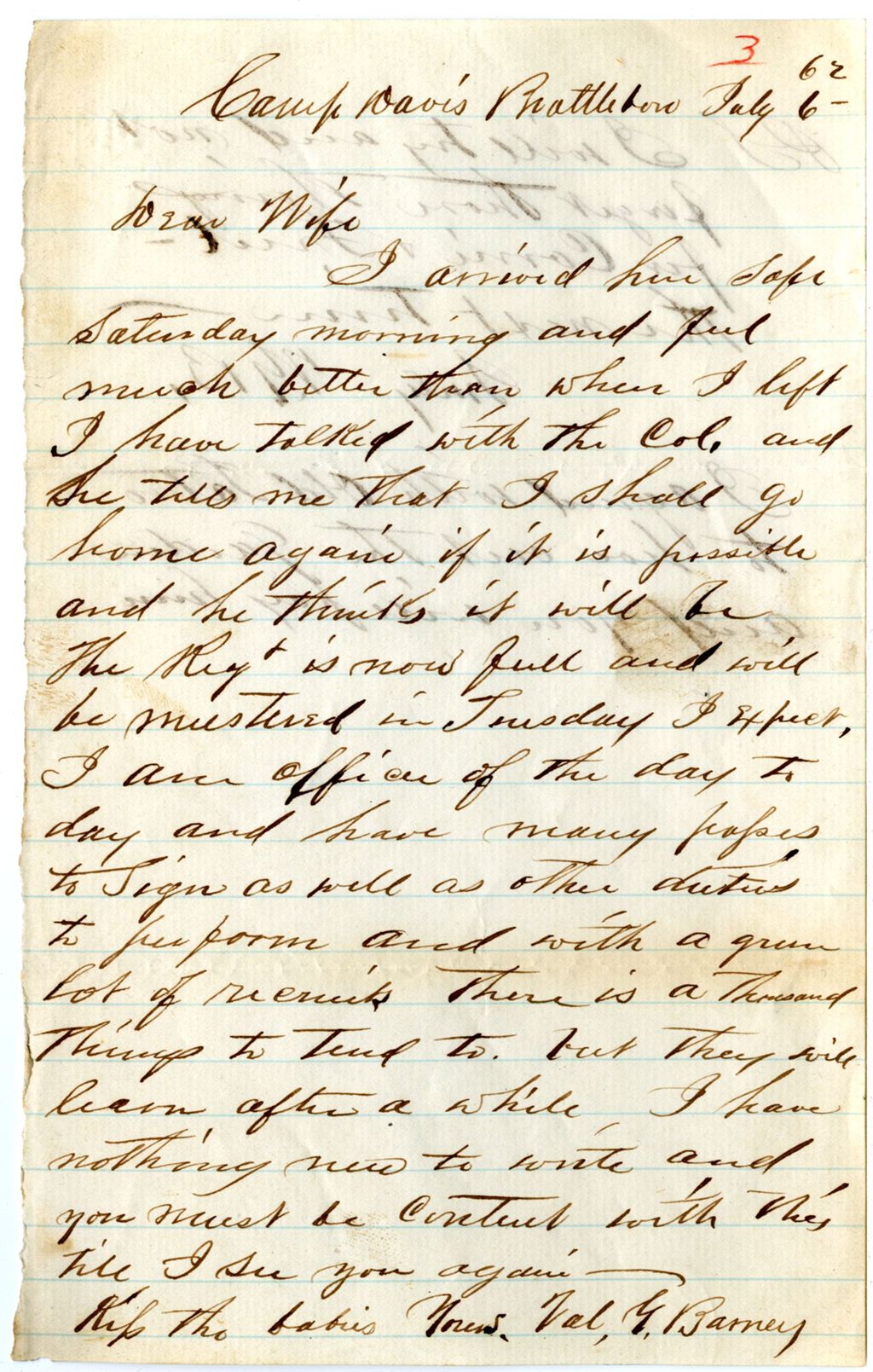 Miniature of Valentine G. Barney to Maria Barney