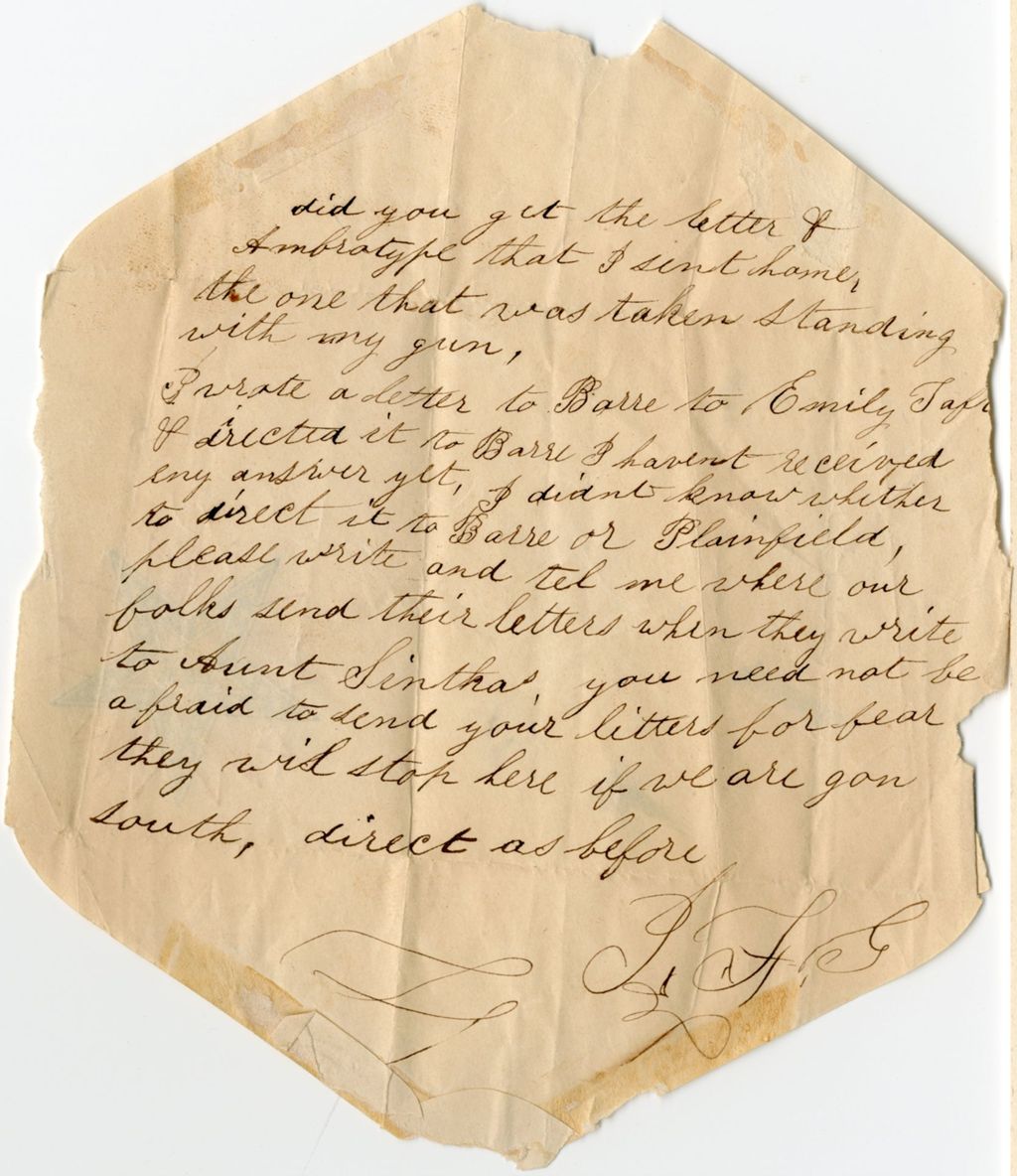Miniature of Justus F. Gale to [Family]