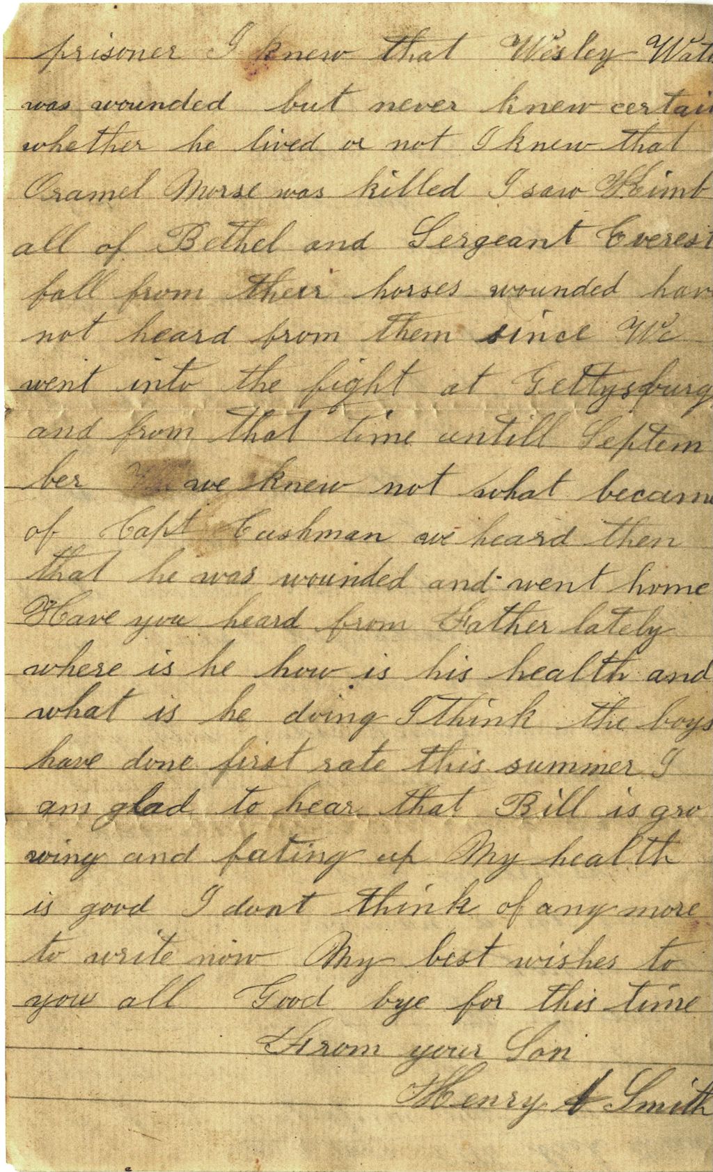 Miniature of Henry A. Smith to Clarissa A. Smith