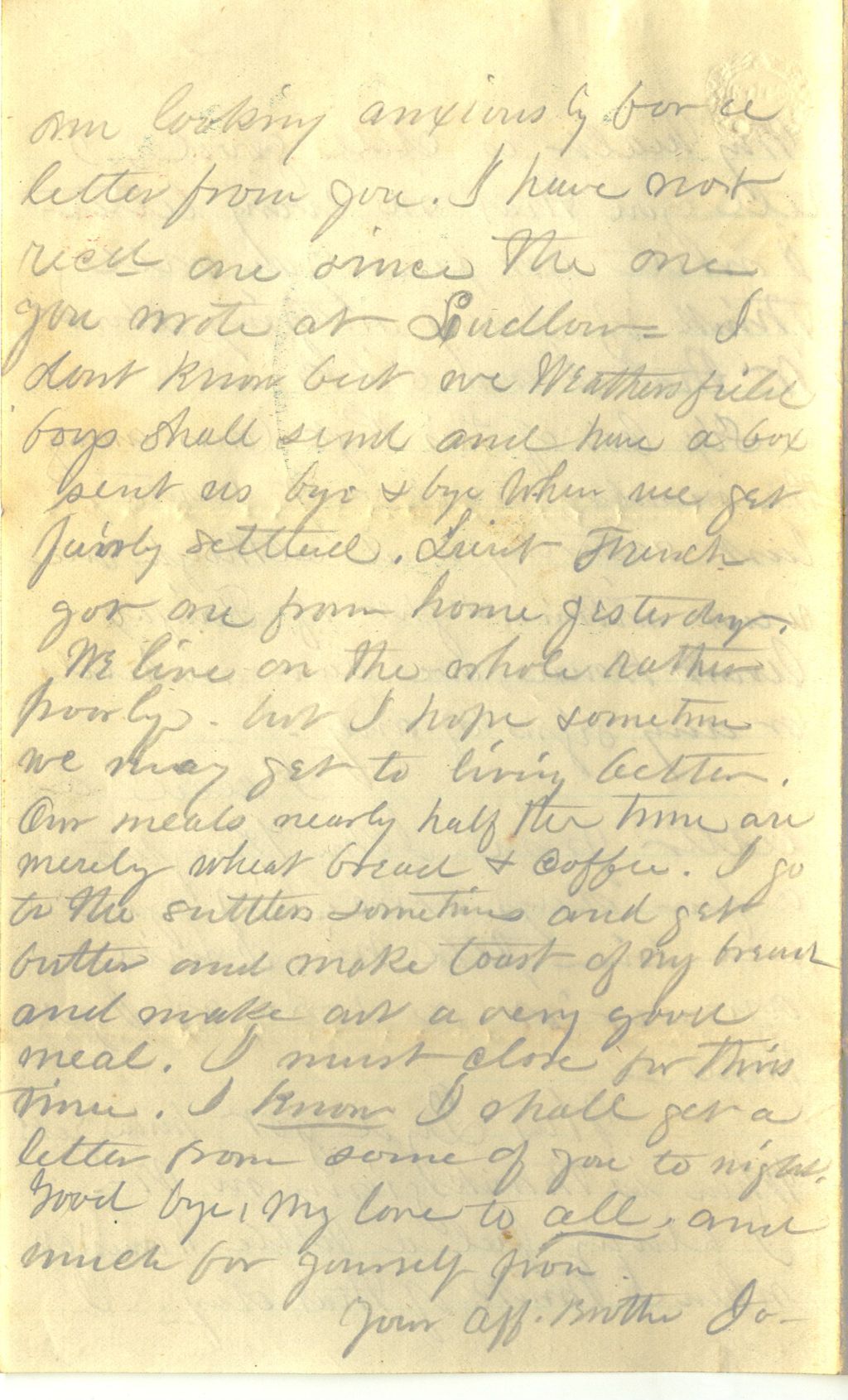 Miniature of Joseph Spafford to Mary Jane Spafford
