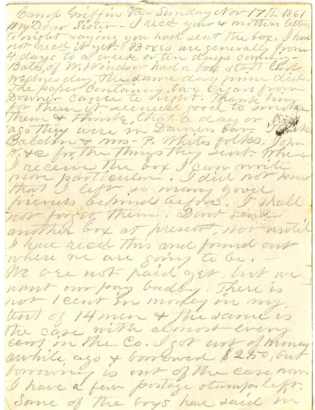Miniature of Joseph Spafford to Mary Jane Spafford