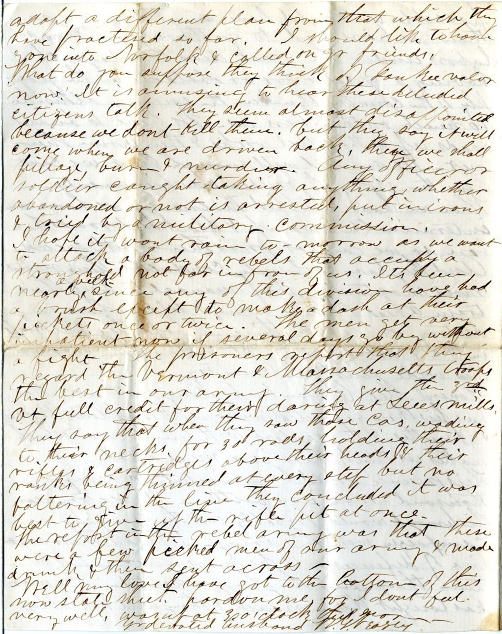 Miniature of Wheelock G. Veazey to Julia A. Veazey