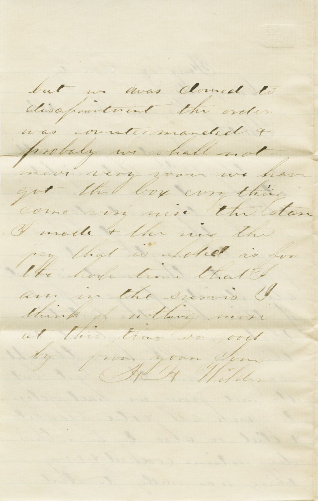 Miniature of Henry Harrison Wilder to Mother