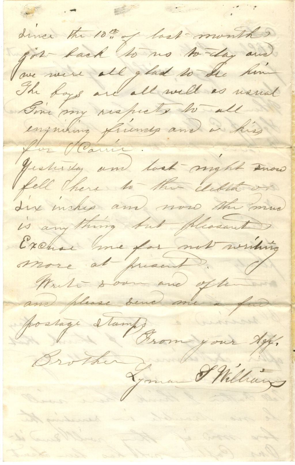 Miniature of Lyman S. Williams to Lois L. Williams