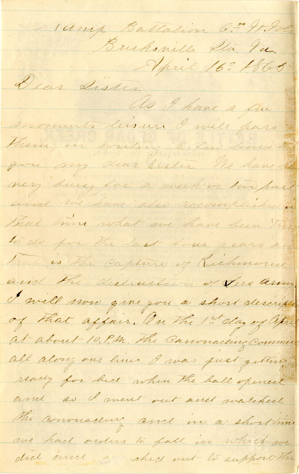 Miniature of Lyman S. Williams to Lois L. Williams