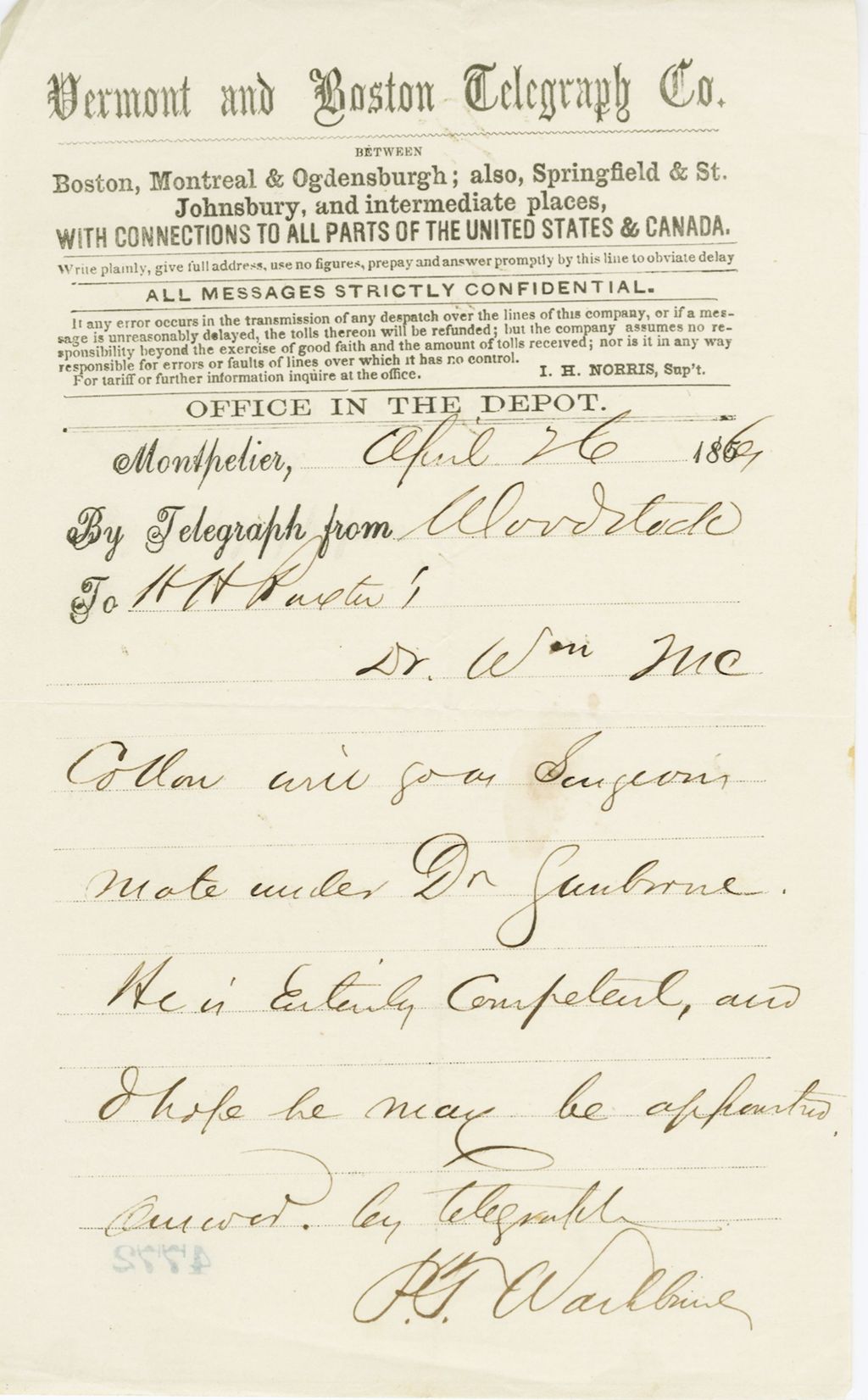 Miniature of Unidentified telegraph