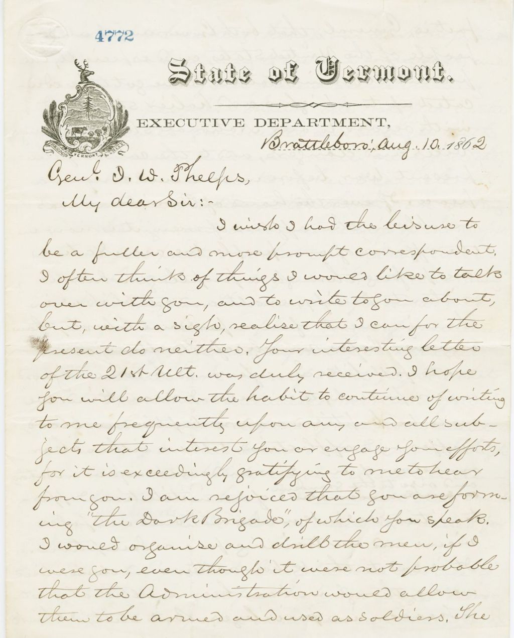 Miniature of Letter to John Wolcott Phelps