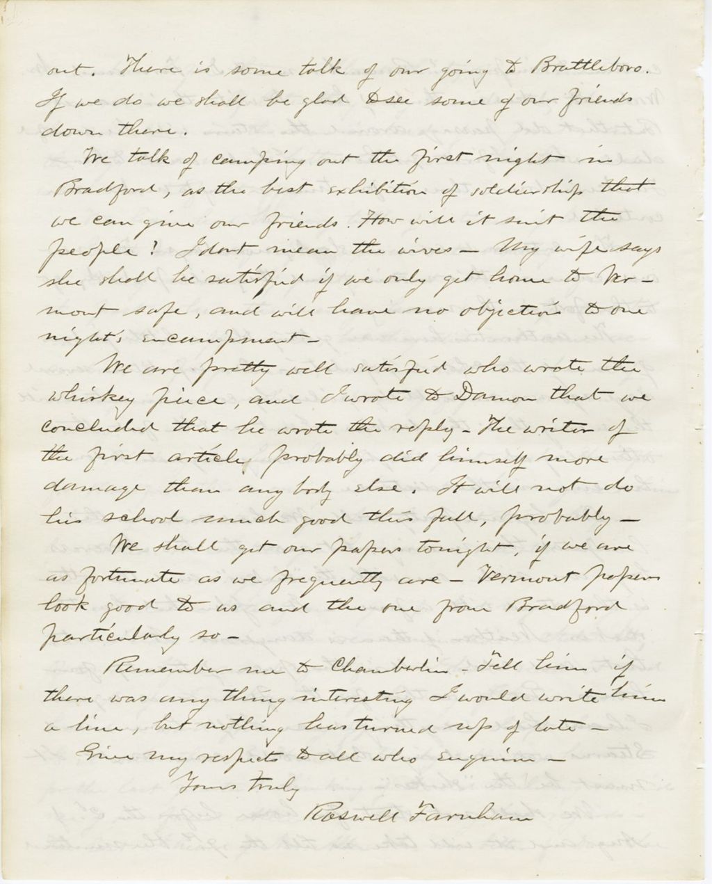 Miniature of Roswell Farnham to [C. H.] Harding